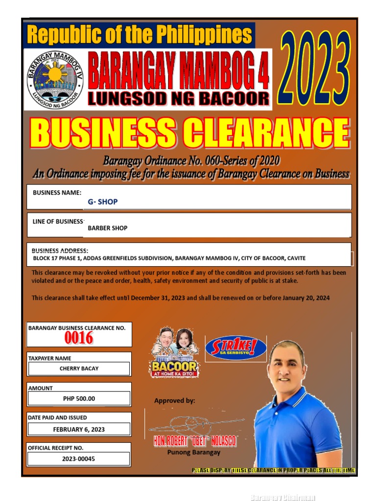 Image showcasing Business Clearance 2023 00016 | PDF