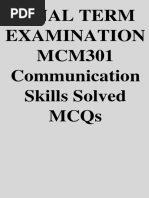 MCM301 FINAL TERM SOLVED MCQS by VU Short Pakistan PDF