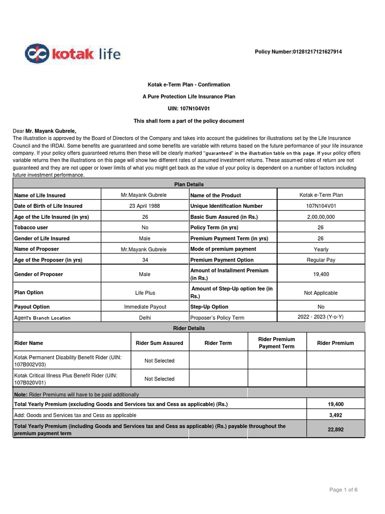 kotak car insurance policy download pdf