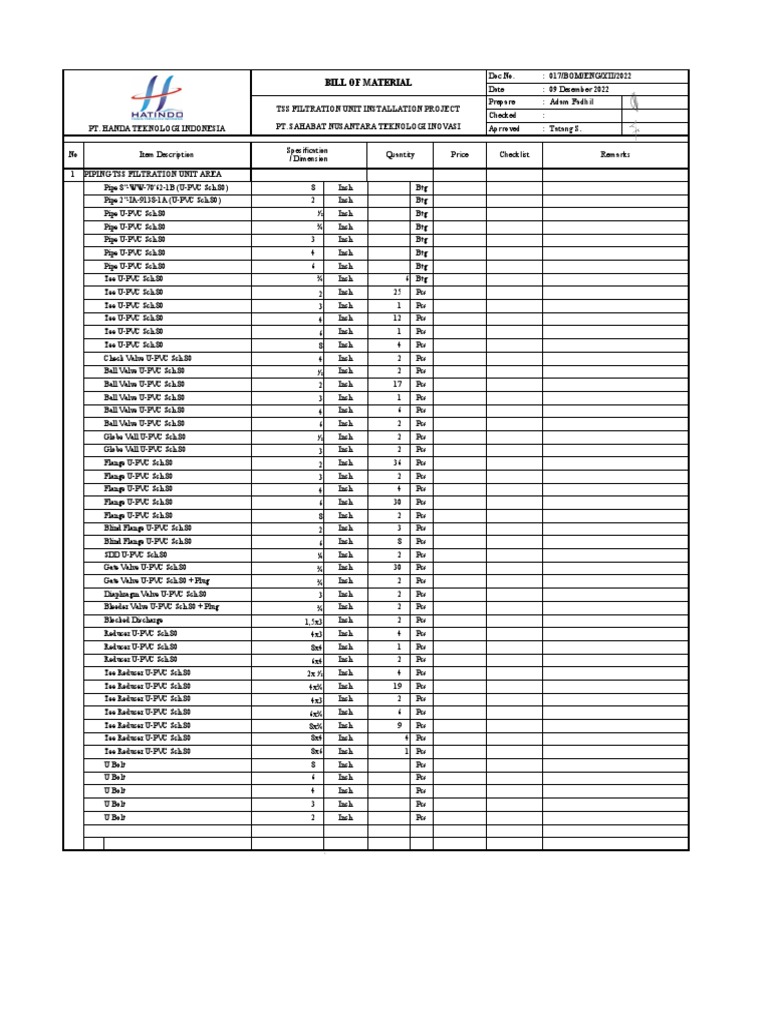 017 Bom Eng PT Santi TSS Filtration Unit Installation Project
