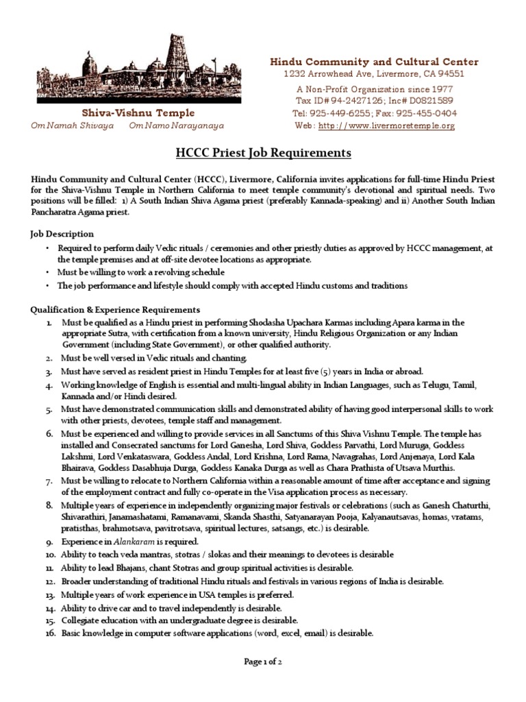 Priest Job Description PDF PDF Indian Religions