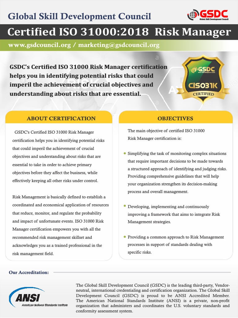 Certified ISO 31000 Risk Manager Guide | PDF | Risk Management | Risk