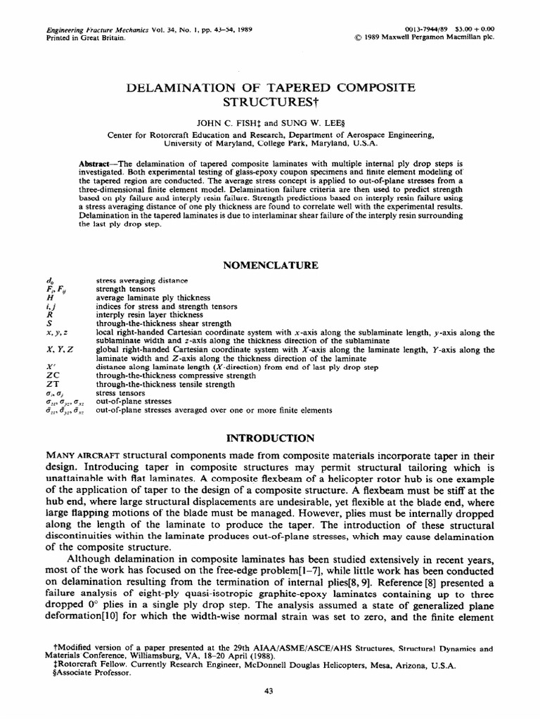 Delamination in Tapered Composites | PDF | Science & Mathematics