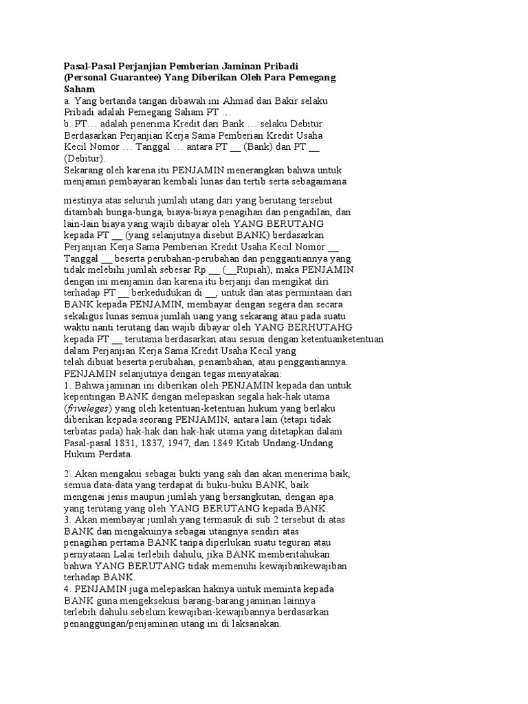 Perjanjian Guarantee | PDF