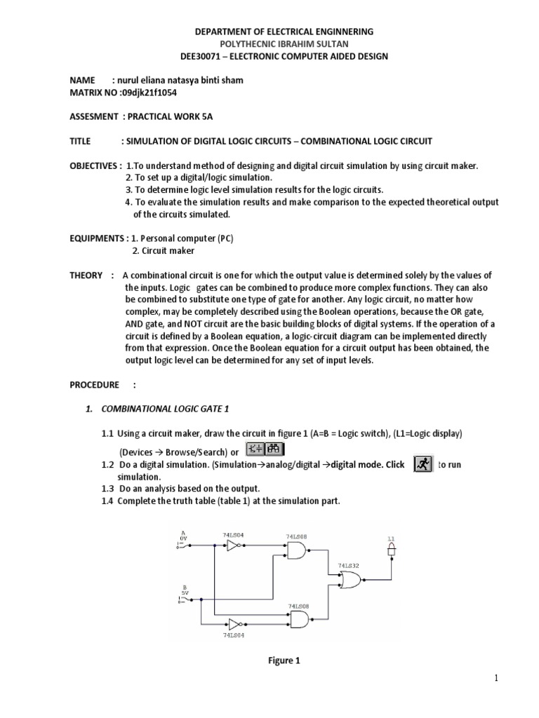 Practical Work 5A - COMBINATIONAL LOGIC GATES 1 | Download Free PDF ...