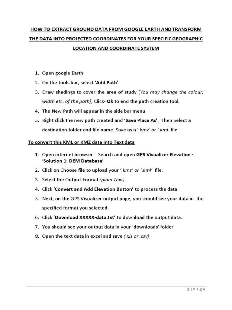 Transforming Google Earth Data to Coordinates | PDF | Microsoft Excel ...