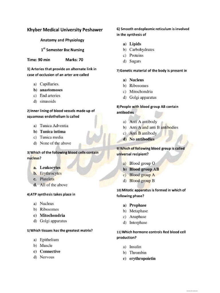 ANATOMY AND PHYSIOLOGY MCQS FOR NURSES PDF visual data 8