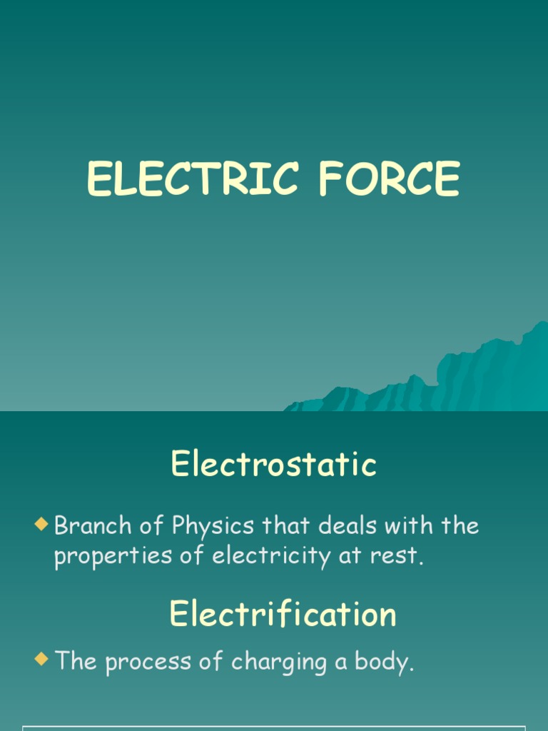 Electric Force PDF Electric Charge Electron
