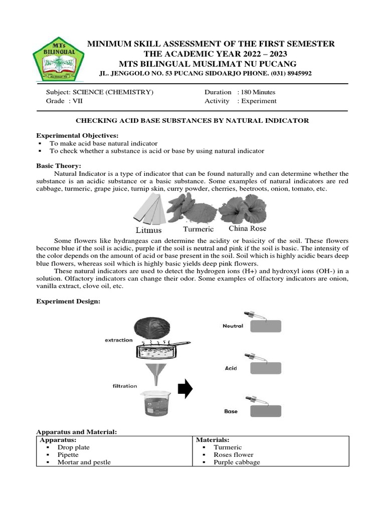 Assessing Acids and Bases Through Natural Indicators An Experiment
