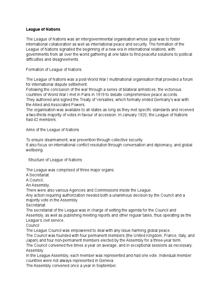 League Of Nations Pdf Pdf League Of Nations International Relations