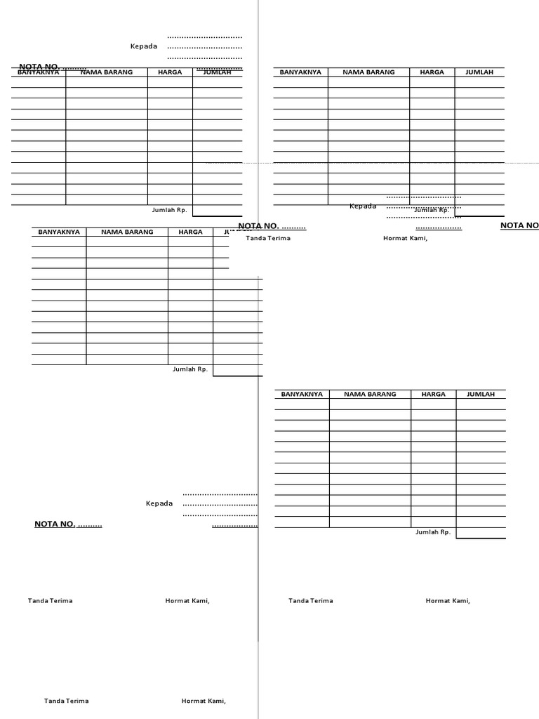 Template Nota Kosong Berstempel | PDF