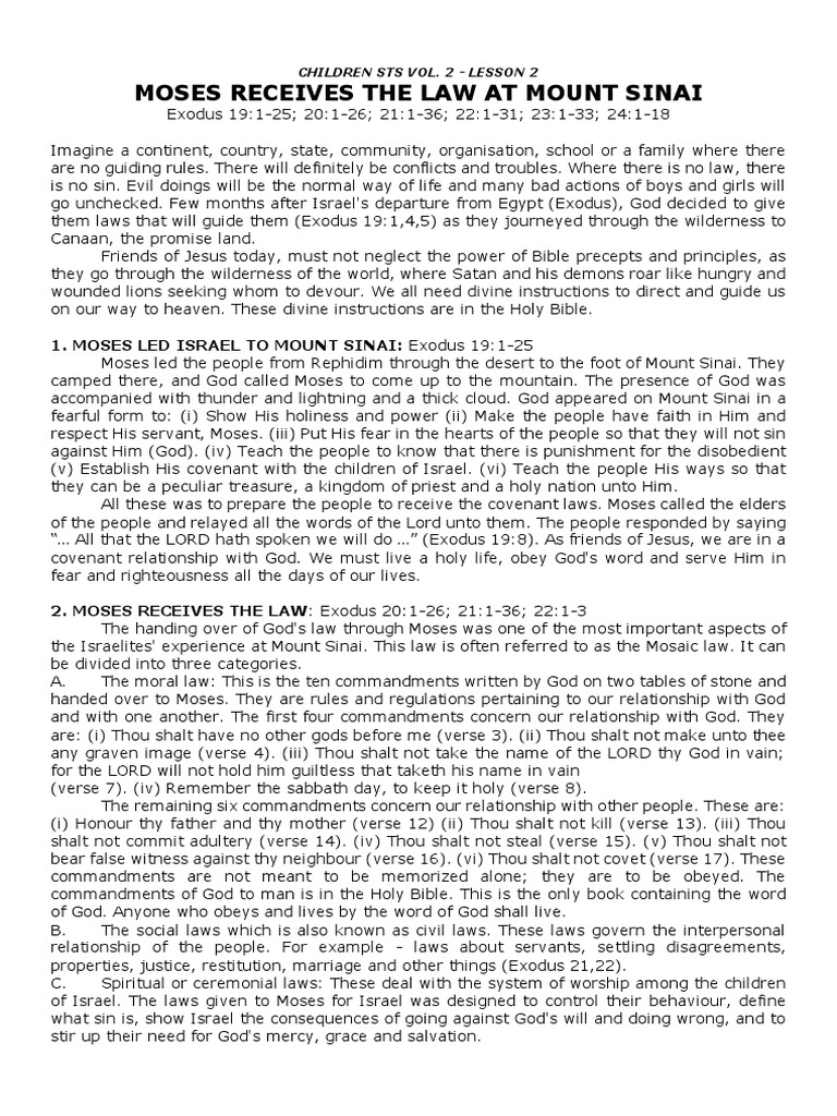 Children STS Vol. 2 - Lesson 2 Moses Receives The Law at Mount Sinai ...