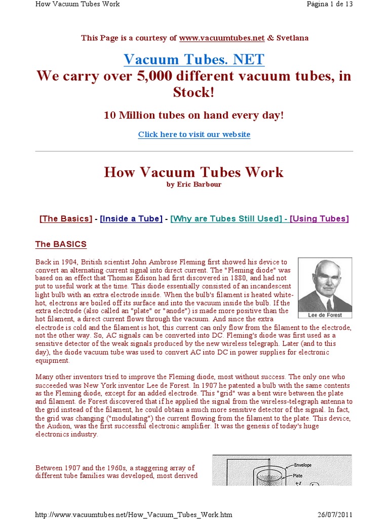 How Vacuum Tubes Work PDF Vacuum Tube Amplifier
