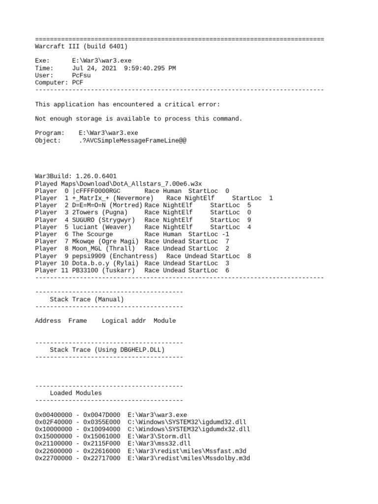 Warcraft III Error Debugging | PDF | Software Engineering | Software