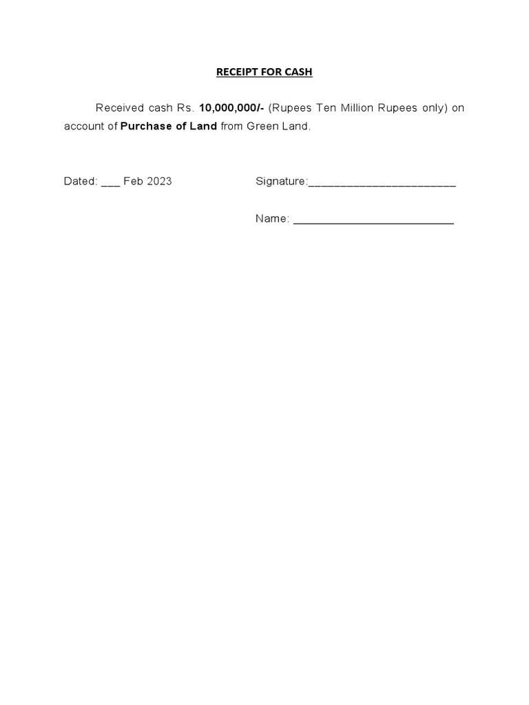 Cash Receipt for Land Purchase | PDF