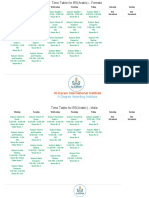 Classes Timetable