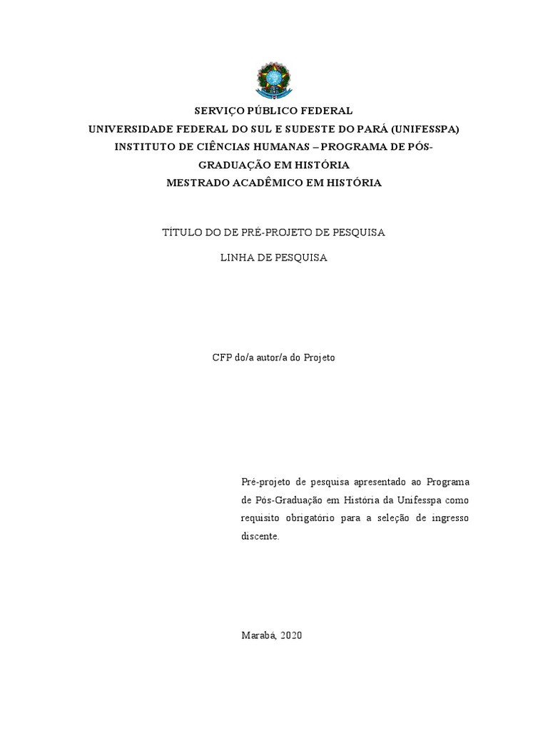 Modelo de Pré-Projeto de Pesquisa | PDF | Metodologia | Science