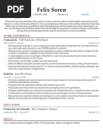 Java Full Stack Developer Resume Example