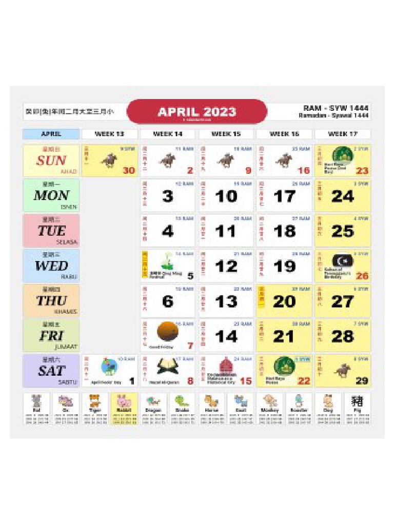 Kalendar Kuda 2023 April PDF