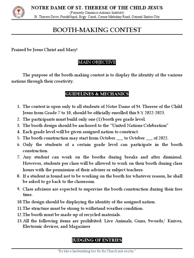 Booth-Making Contest Guidelines 2022 | PDF
