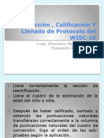 Llenado de protocolo de registro y pagina de análisis WISC-IV