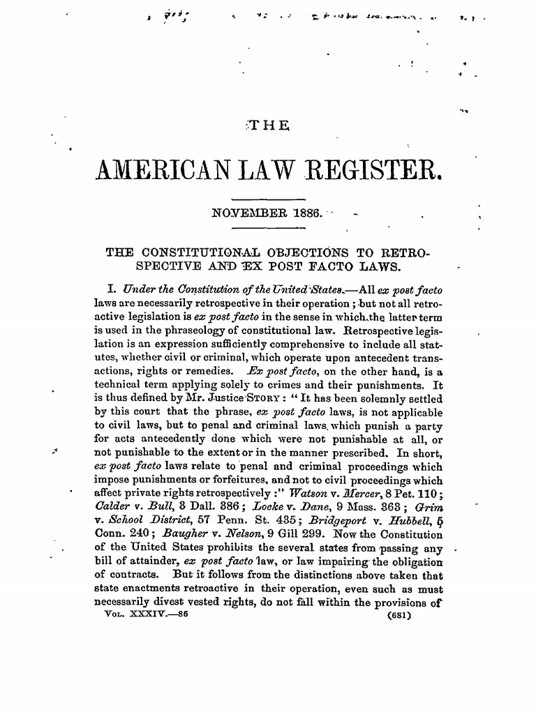 The Constitutional Objections To Retrospective and Ex Post Facto PDF