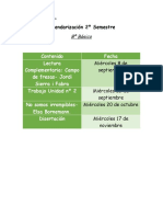 Calendarización 2º semestre 8º básico