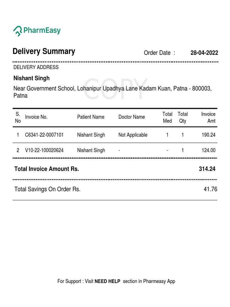 Ninjaplus Pharma Delivery Summary | PDF | Invoice | Taxation