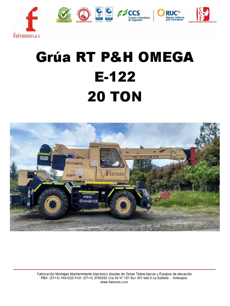 Grúa RT P&H Omega E-122 20 TON | PDF