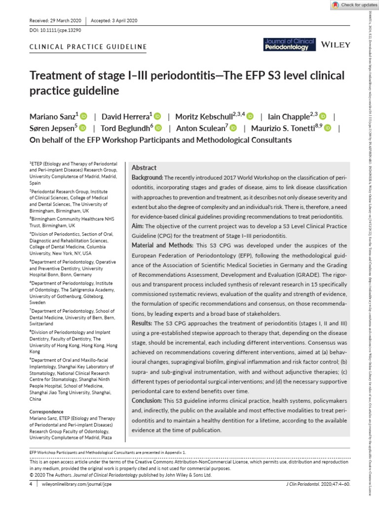 Treatment Stage I-Iii J Clinic Periodontology - 2020 - Sanz - Treatment ...