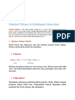 Manfaat Polimer Di Kehidupan Sehari-Hari: Nama: Fitri Eka W Kelas: XII MIPA 2 Tugas:Kimia