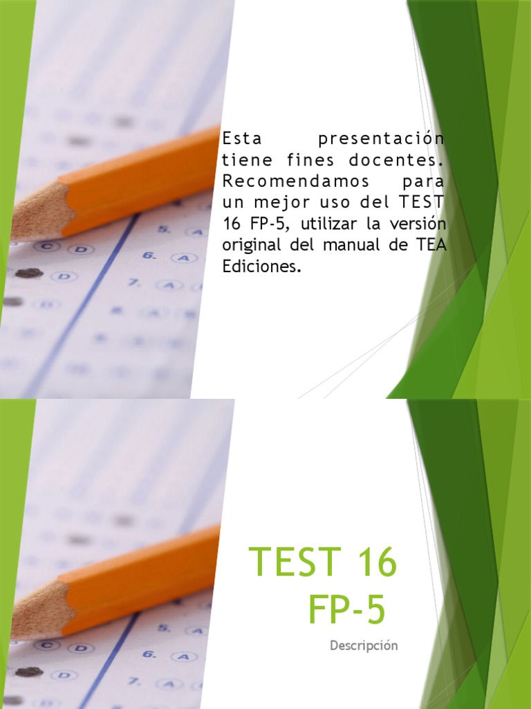 Test de Personalidad 16 FP-5 | PDF | Autoestima | Pensamiento