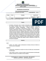 Plano de Disciplina - Fundamentos de Banco de Dados 2017.1 PDF