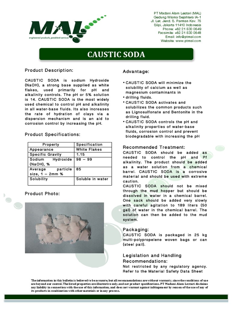 Caustic Soda PDS PDF PDF Sodium Hydroxide Chemistry