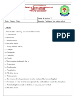 ISB Science T2 Worksheet on Water Cycle