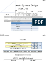 MEC 301 Mechatronics Systems Design Course Overview