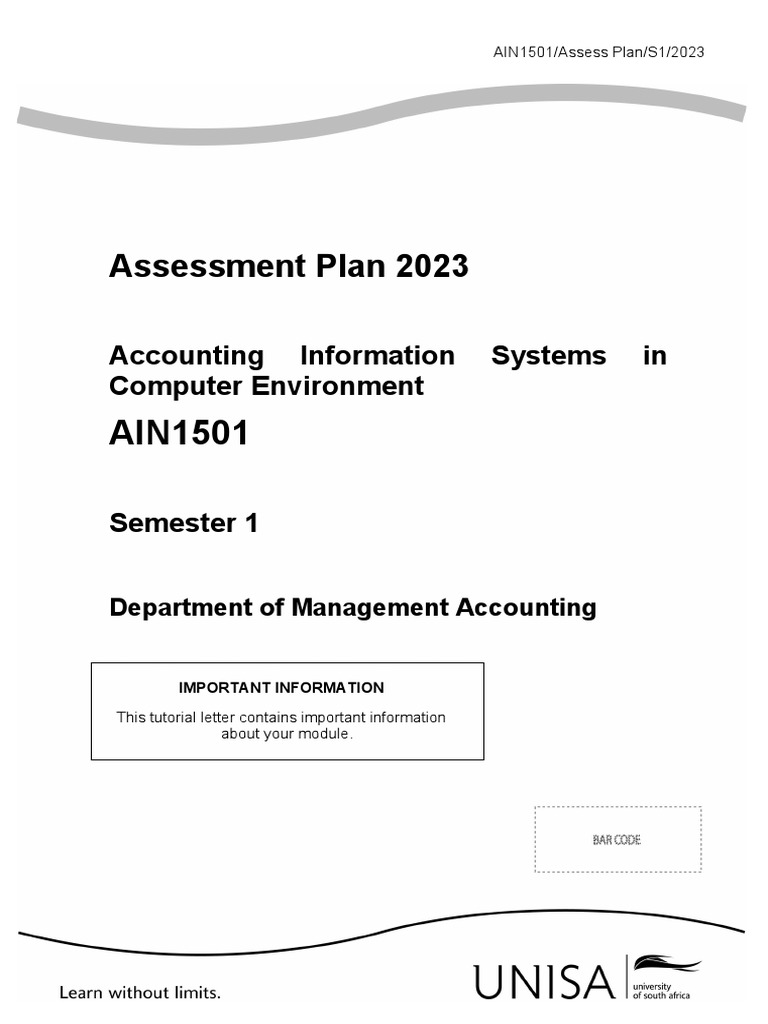 AIN1501 Assesment Plan 2023 S1 Final | PDF | Information System ...