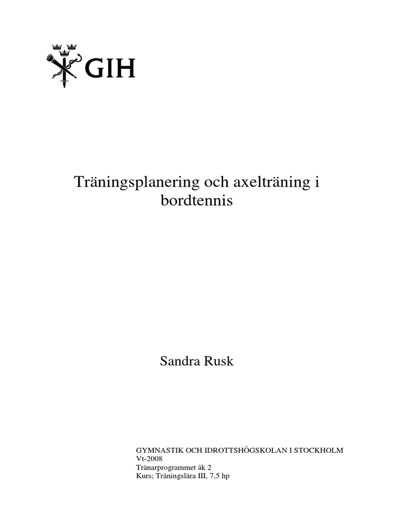 Trainingplan For Table Tennis SE PDF