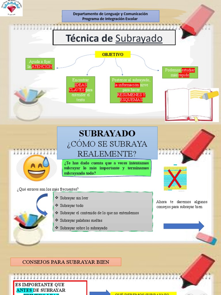 Técnica de Subrayado para Primaria | PDF | Sumario abstracto ...