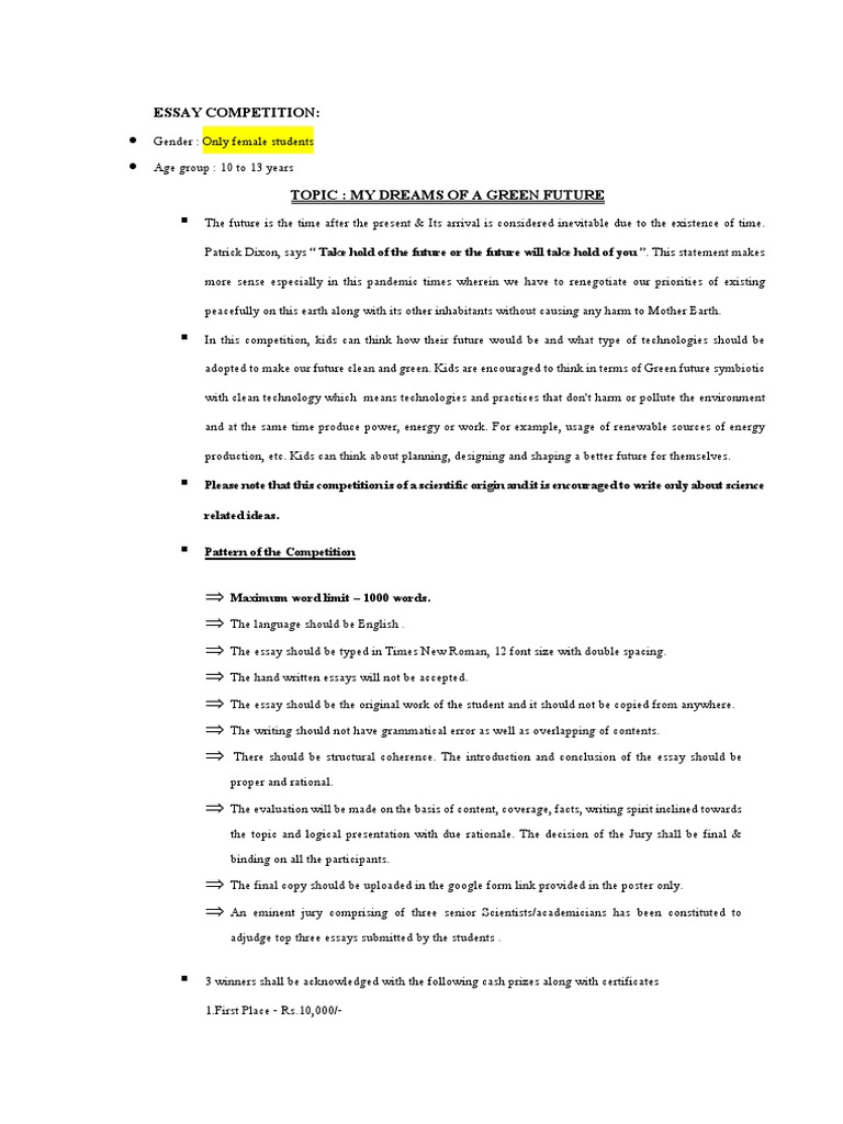 Contest Winning Essay Examples – NIPOM