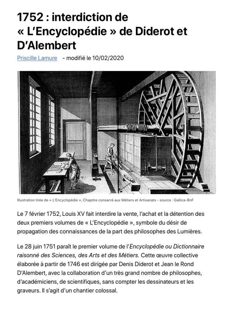 Interdiction de l'Encyclopédie en 1752 | PDF | Histoire