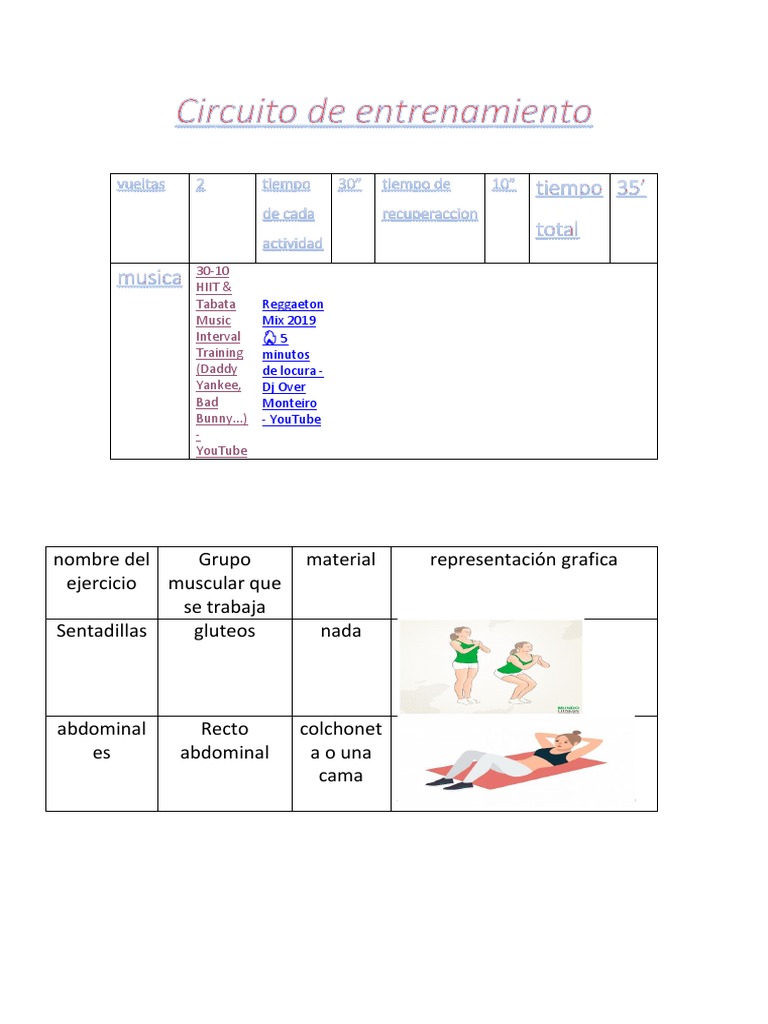 Circuito De Entrenamiento Pdf