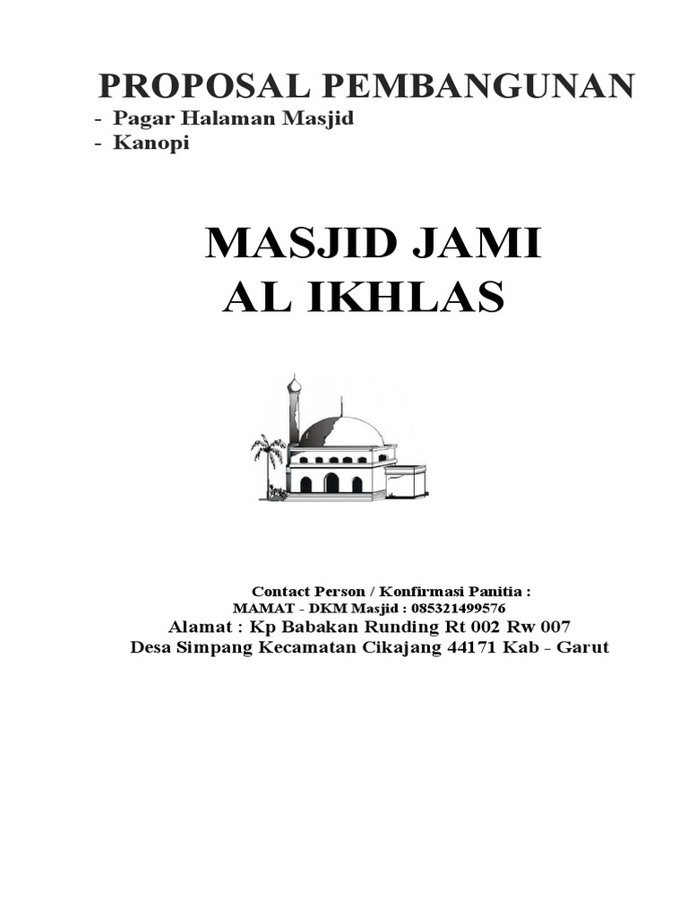 Proposal Pembangunan Pagar Masjid Al Ikhlas | PDF