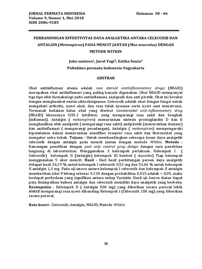 Efektivitas Analgetik Celecoxib vs Antalgin | PDF