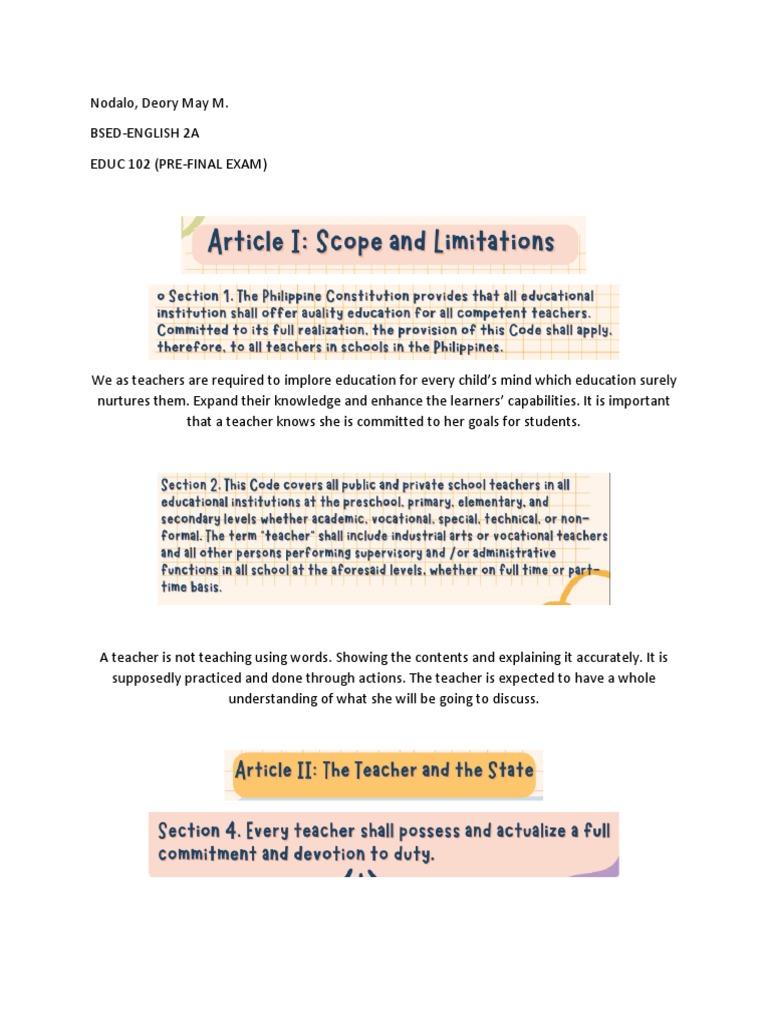 Educ 102 Pre-Finals Exam | PDF