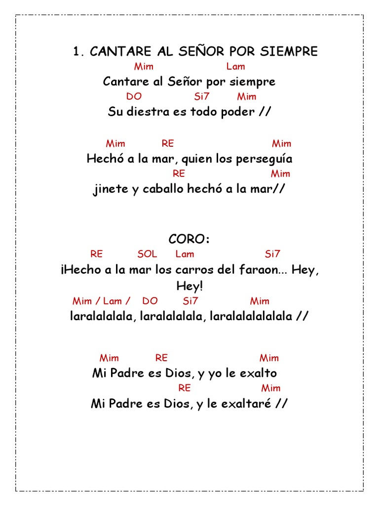 Cantare Al Señor Por Siempre - Con Notas | PDF | Artes del lenguaje y ...