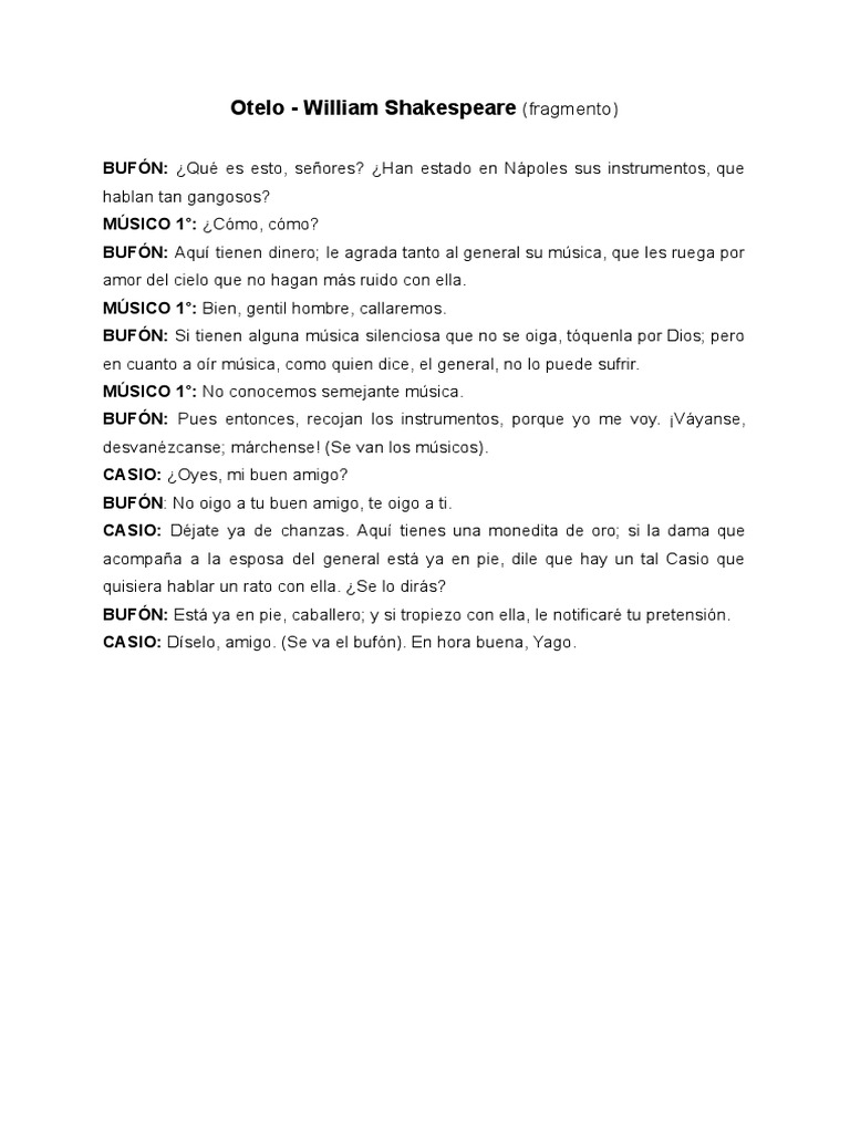 Fragmento de Otelo de Shakespeare | PDF