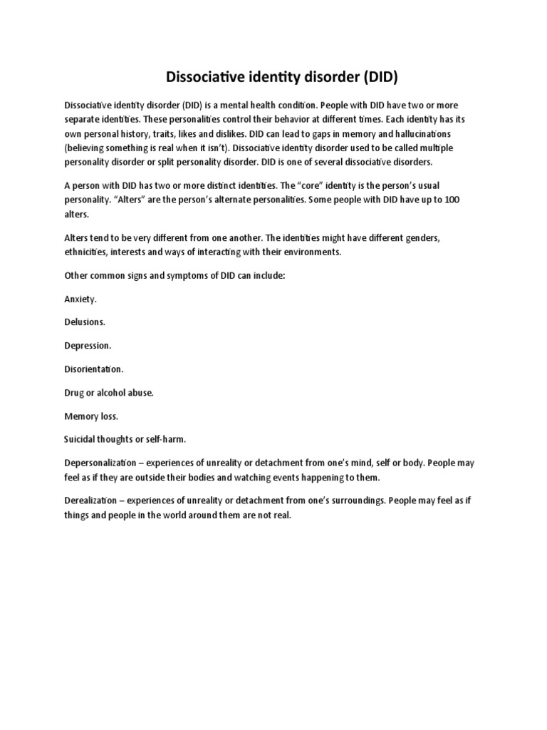 Dissociative Identity Disorder PDF