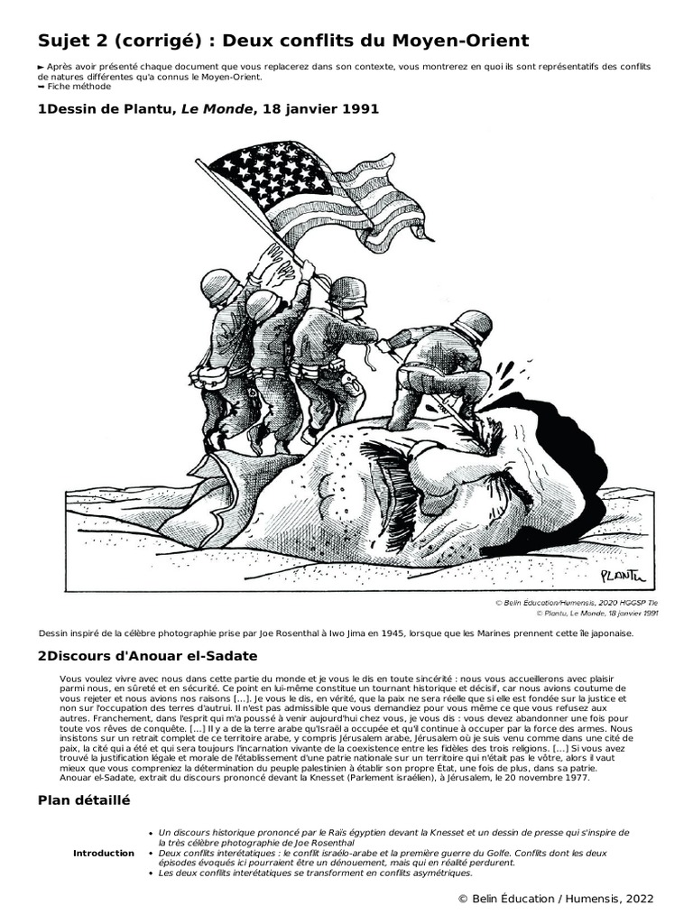 Sujet 2 (Corrigé) Deux Conflits Du MoyenOrient PDF PDF Israël