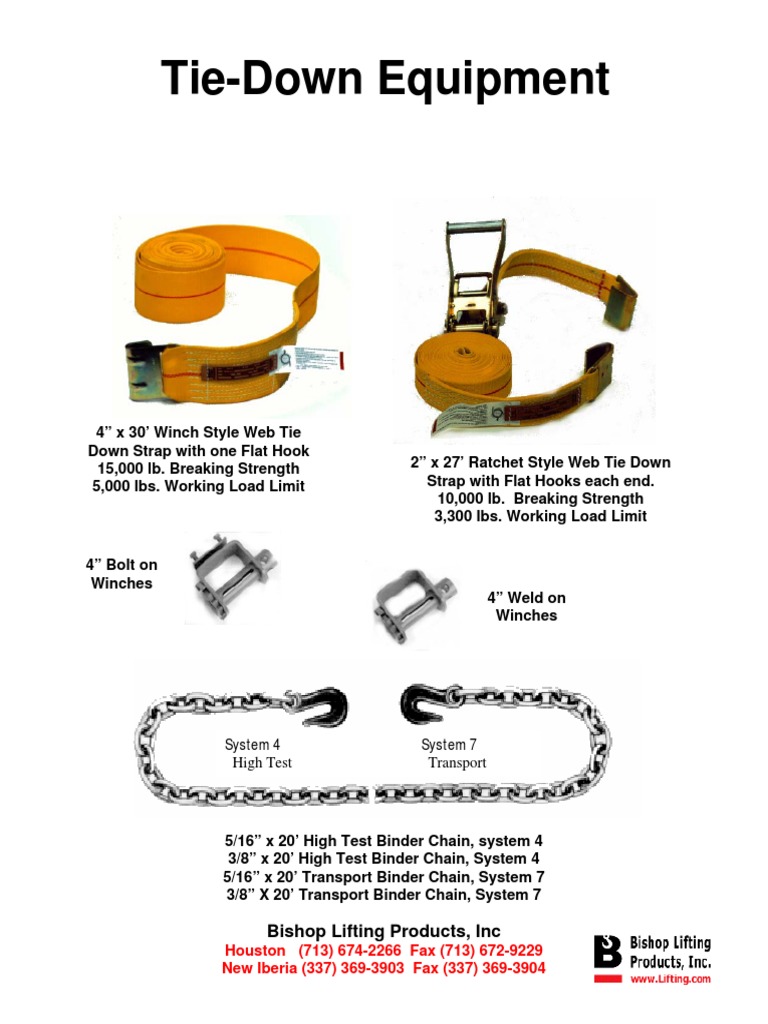 BLP Tie Downs PDF Equipment Vehicles